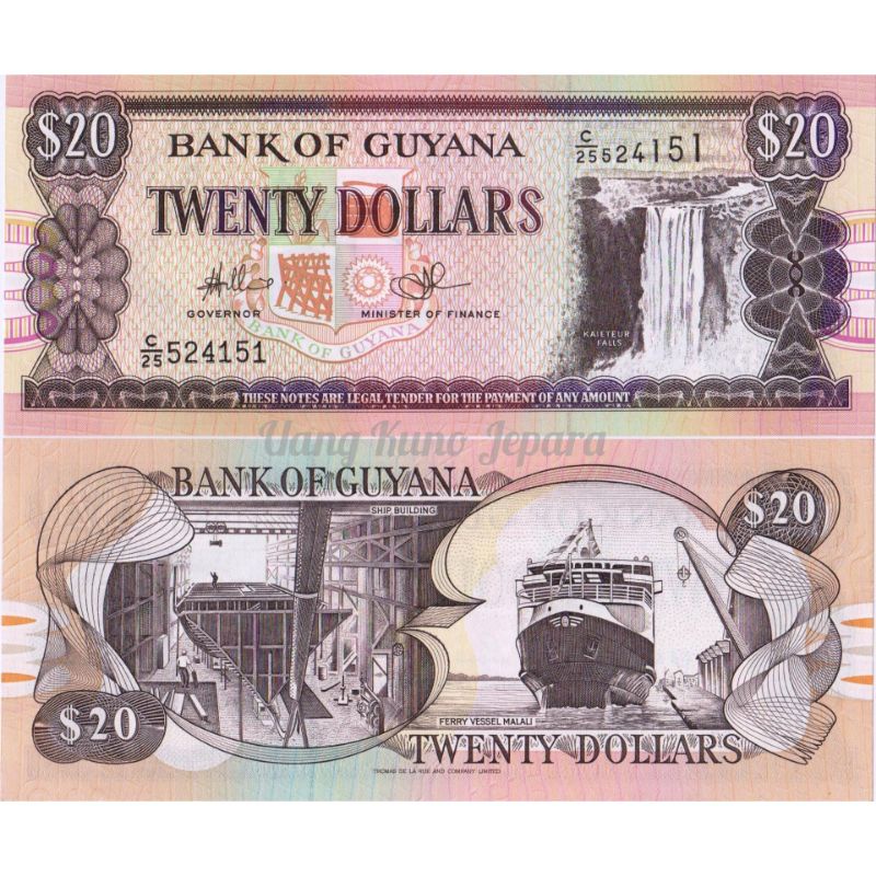 Uang Kuno Luar Atau Asing 20 Dollar Guyana Tahun 2010