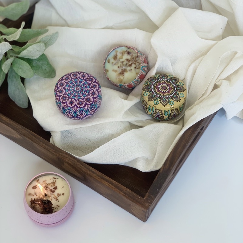 Scented Candle in jar | Bohemian Scented Candle | Lilin Aromaterapi Bohemian | Ethnic Scented Candle | Aromatherapy candle Lilin Natal Christmas Candle