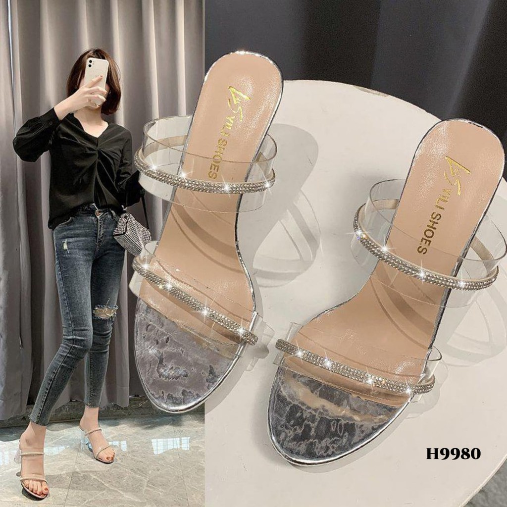 PRF High Heels Wanita Gem Lavish Glass Transparent H9980