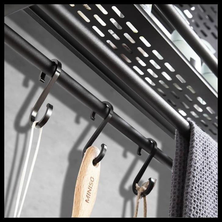 Micoe Rak Kamar Mandi Stainless Steel Hitam Rak Handuk 2 Tingkat 50Cm