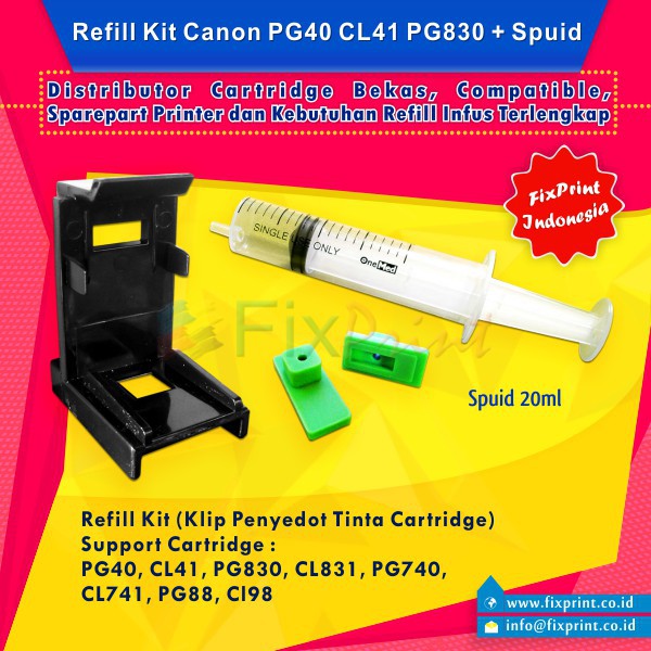 Refill Kit / Klip Penyedot Tinta Cartrige Canon PG40 CL41 PG830 Murah