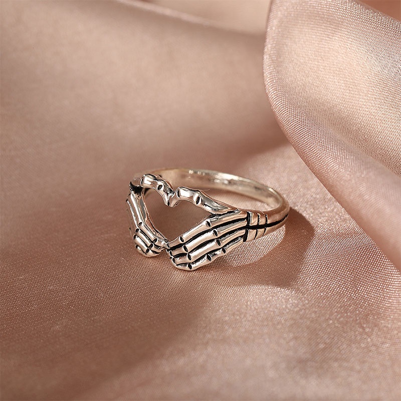 Korea Retro Hell Ghost Tangan Cinta Cincin Mendominasi Tren Pria Dan Wanita Cincin Perhiasan