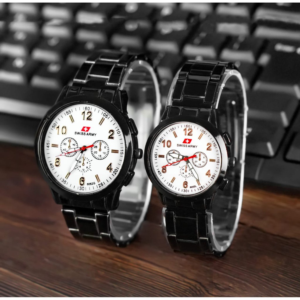 BAJ JAM TANGAN ANALOG COUPLE RANTAI STAINLESS MURAH RANTAI PERMIUM IMPORT GROSIR PRIA WANITA SA021