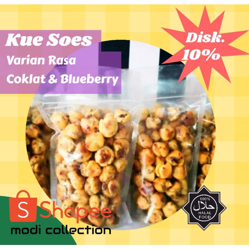 50gr Kue Soes Coklat Kering Roti Sus Isi Coklat Bluberry Modi Collection Medan