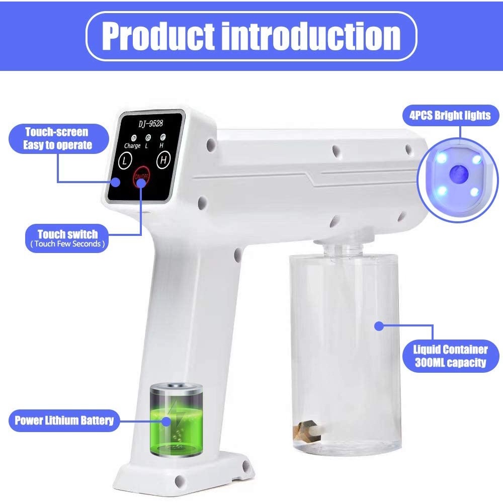 DJ-9528 - Blue Nano Light Rechargeable Disinfection Spray Gun - 300ml