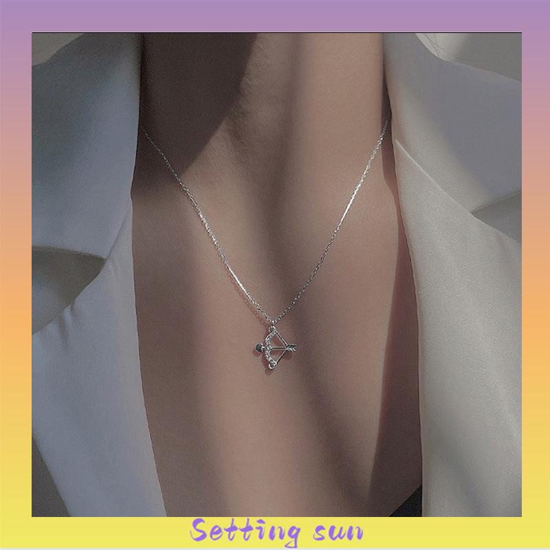 Eros Cupid's Arrow Flash Berlian Klavikula Rantai Liontin Temperamen Cahaya Mewah Busur Panah Kalung TN