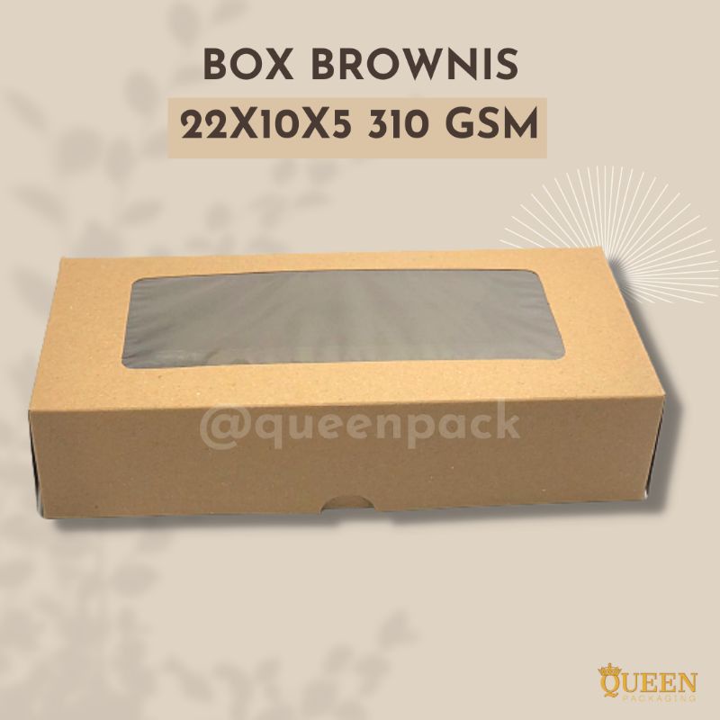 

KARDUS/BOX BROWNIS UK 22 X 10 X 5 310 GSM/BOX BROWNIS/BOX KUE/BOX ROTI/KOTAK KEMASAN JENDELA/KOTAK JAJAN