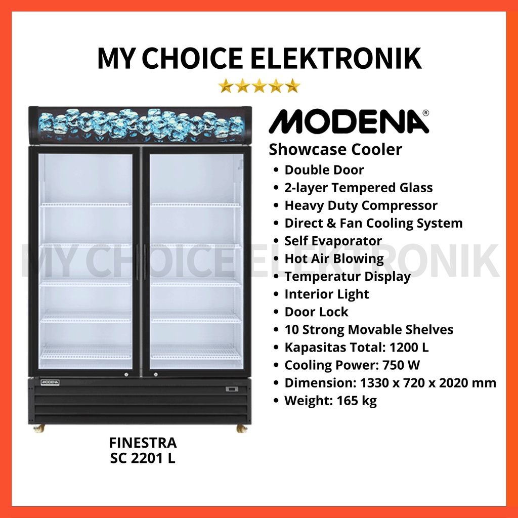 MODENA Showcase SC 2201 L Double Door [1200 L] Display Cooler SC2201L