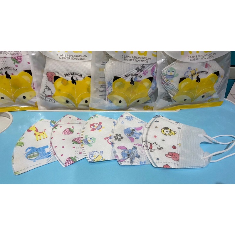 MASKER DUCKBIL ANAK KARAKTER ISI 10  3 PLY MASKER DUCK BILL KIDS EARLOOP MOTIF KARAKTER