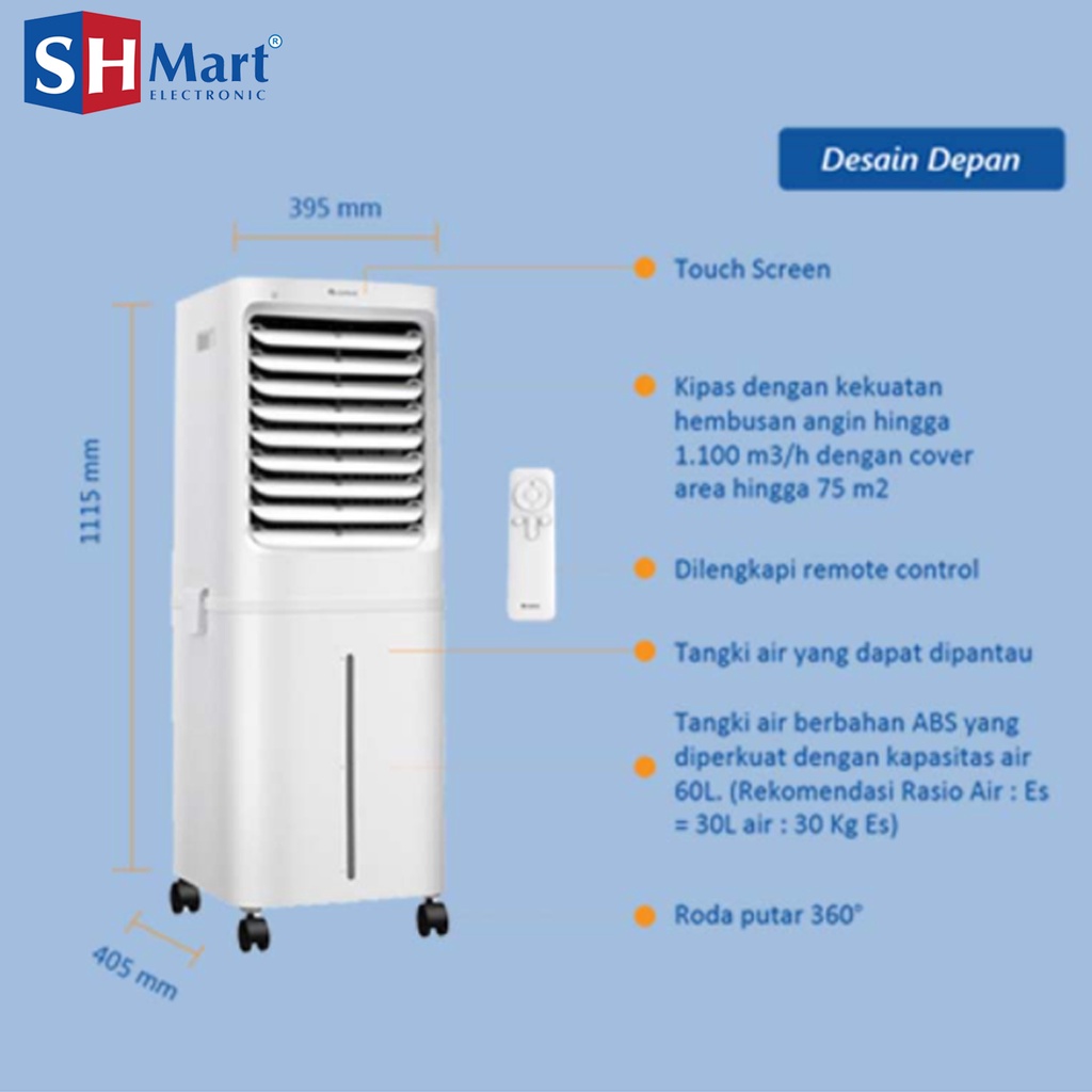 AIR COOLER GREE GCA-ACOOL60 KAPASITAS 60 LITER - PENYEJUK &amp; HUMIDIFIER (MEDAN)