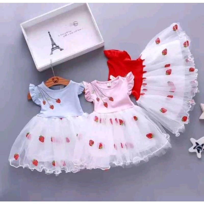 [0-12BULAN] DRESS TUTU ANAK BAYI GAUN PESTA DRESS TILE ANAK LUCU MOTIF ANGSA DRESS ANAK KEIKO CHAN PREMIUM