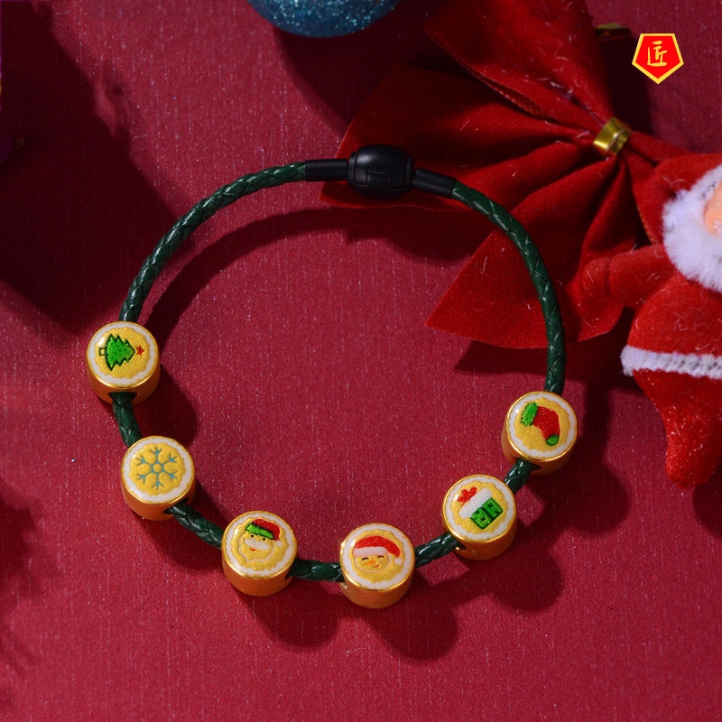 [Ready Stock]3D Golden Santa Snowman  Couple Bracelet