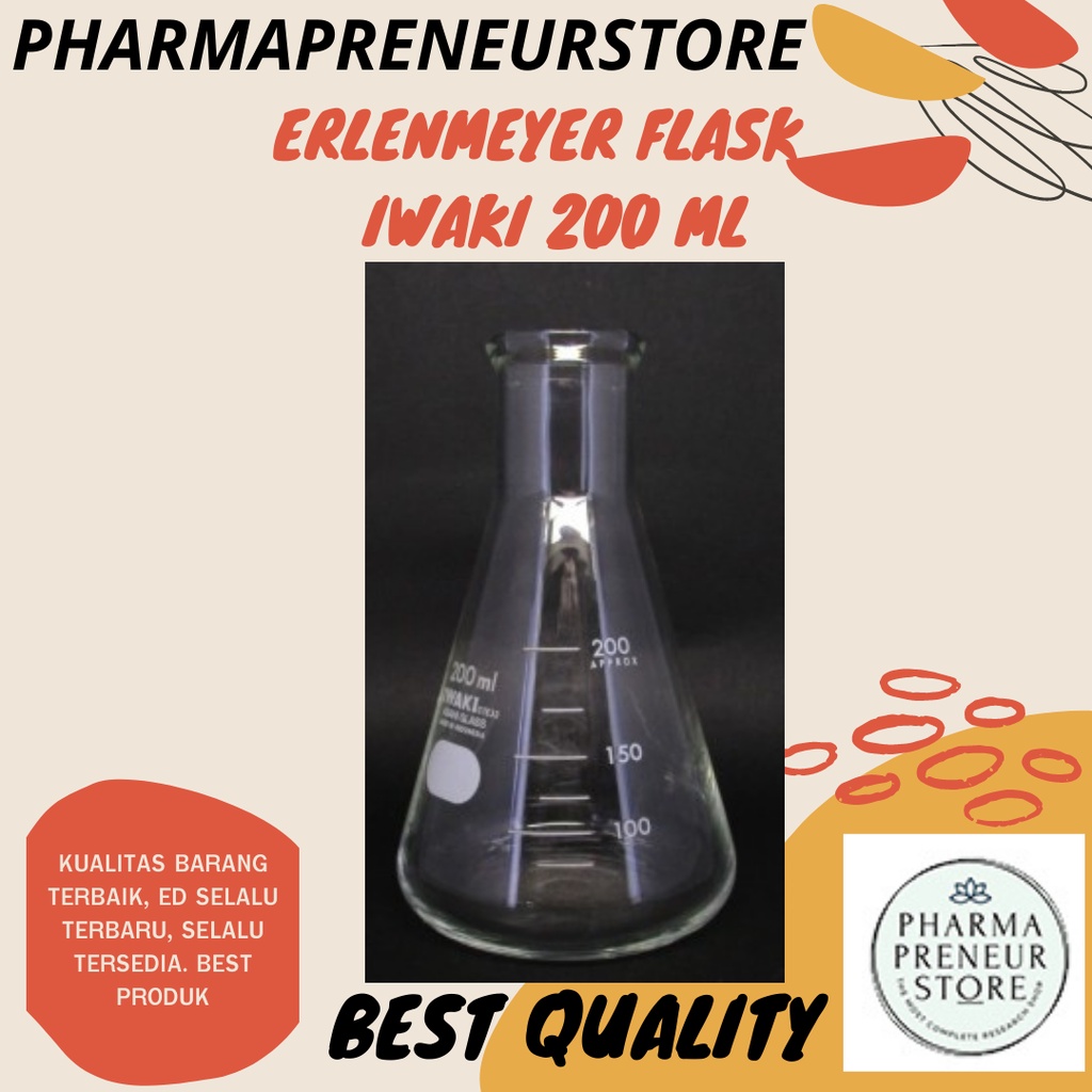 ERLENMEYER FLASK IWAKI 200 ML , 250 ML , 300 ML , DAN 500 ML BEST PRODUCT BEST QUALITY