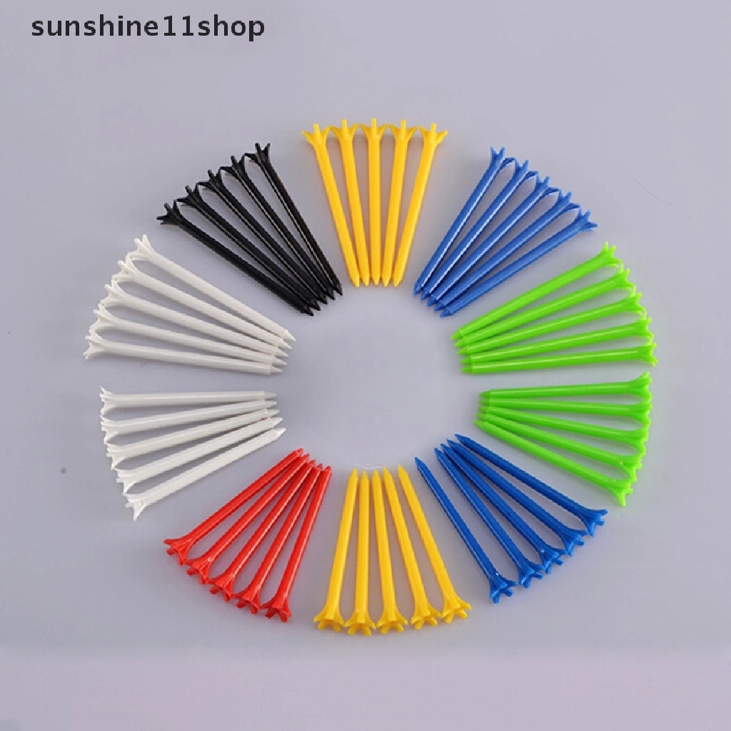 Sho 10pcs Tee Golf Profesional Bahan Plastik Panjang 68mm Warna Acak