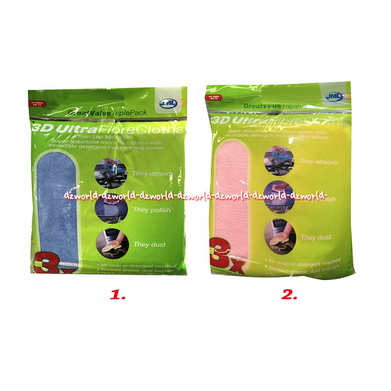 JML 3D Ultra Fibre Clothes Kain Lap Microfiber Pink Biru Blue Mikro fiber Kain lap Serbaguna J.M.L