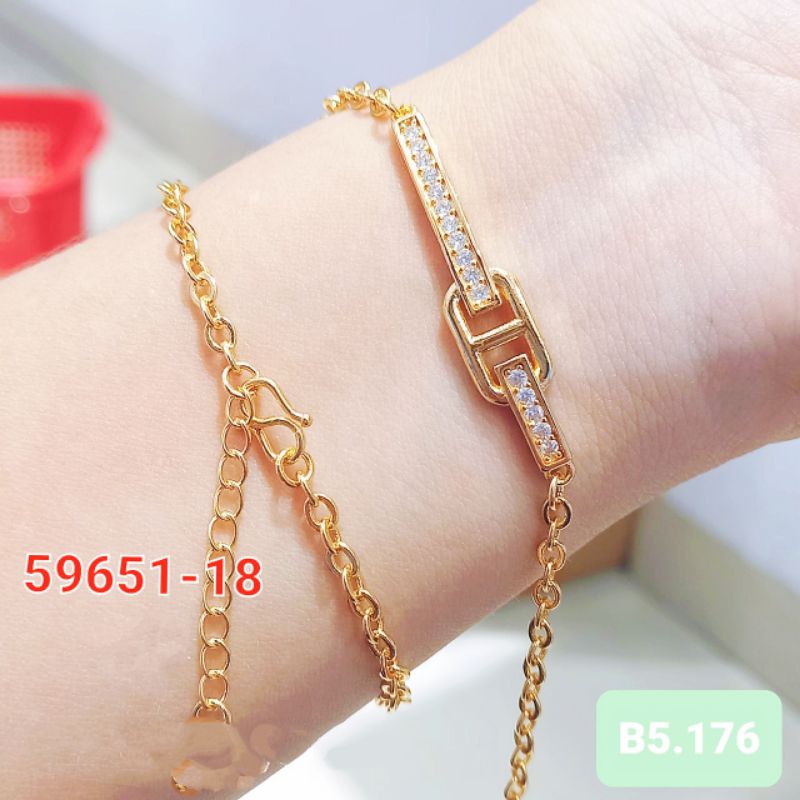 Gelang Tangan Wanita Titanium Anti Karat Lapis Emas59651-18MN