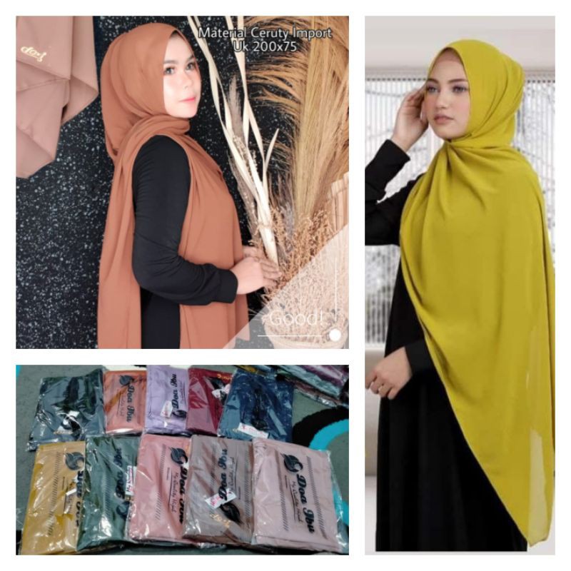 pasmina ceruty/pasmina jumbo 2 m by doi/selendang polos jumbo/jilbab/tudung