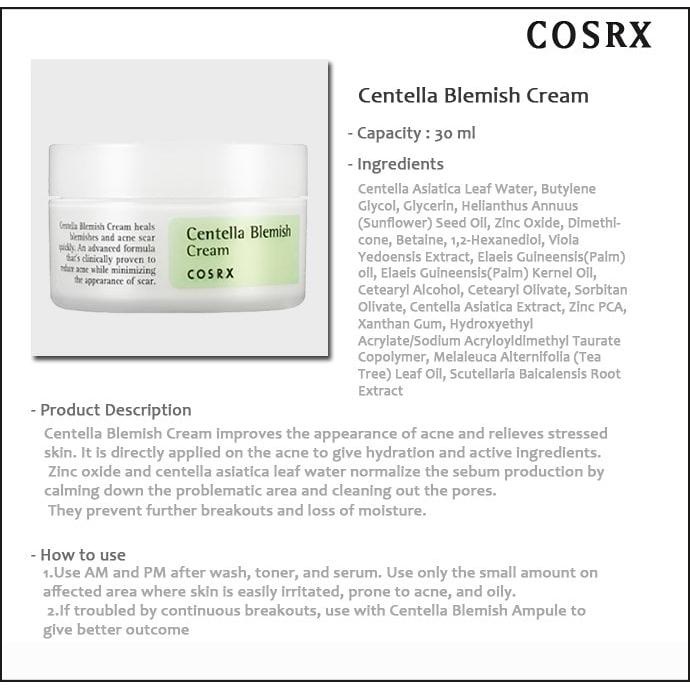 COSRX Centella Blemish Cream 30gr