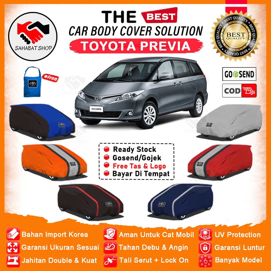 Sahabat Body Cover Mobil Previa / Sarung Penutup Toyota Previa Outdoor Selimut Tutup Mantel Kerudung Pelindung Jas Pembungkus Mobil Previa Waterproof Anti Air Model Orange