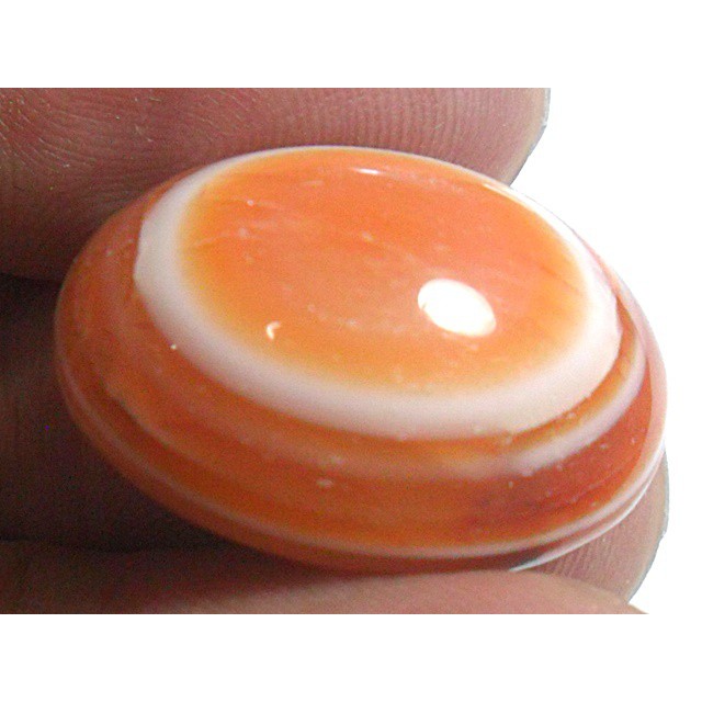 AG116 Oval Cabochon 21.90ct 21x16mm Orange White 'Greek Evil Eye' Picture Agate Natural Lucky Charm