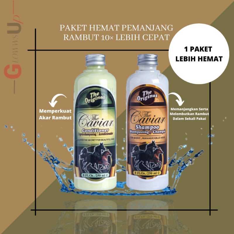 SHAMPOO PAKET PENUMBUH RAMBUT BOTAK - PAKET CAVIAR SHAMPO CONDITIONER - SAMPO KUDA - KONDISIONER