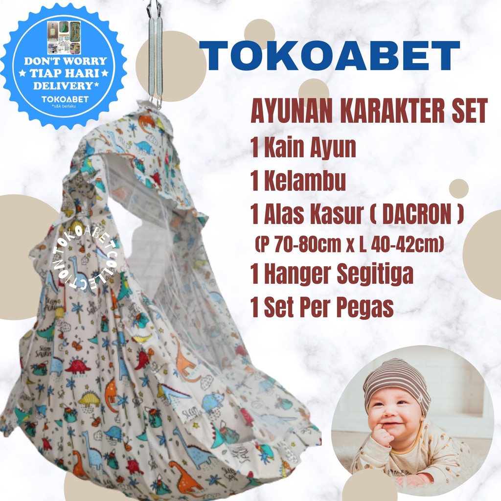 SET Ayunan Kain Karakter Manual Per Hanger Kelambu Alas Kasur Perlengkapan Tidur Bayi Baby Anak NEW VARIAN TOKOABET