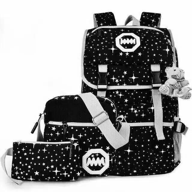 Dk_AXEE - Tas Ransel BINTANG GESPER 3in1 Tas Wanita