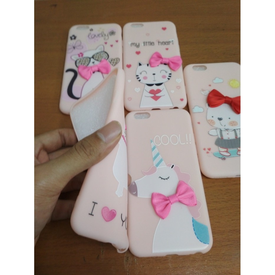 Softcase TPU 3D Pink Cute Cartoon Case Cover Casing HP Iphone 6 6g 6s