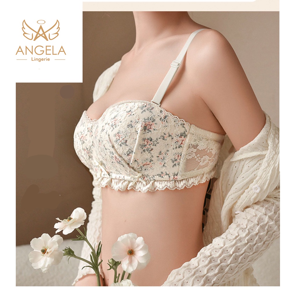 ANGELA PREMIUM JAPAN Bra BH Push Up Set Tanpa Kawat Celana Dalam Wanita Bikini Sport Beha Lingerie Korea Fashion Bralette Remaja Perempuan Sexy Pakaian Dalam COD Renang Motif Cewek Pita Bunga Murah Mischa Jumbo