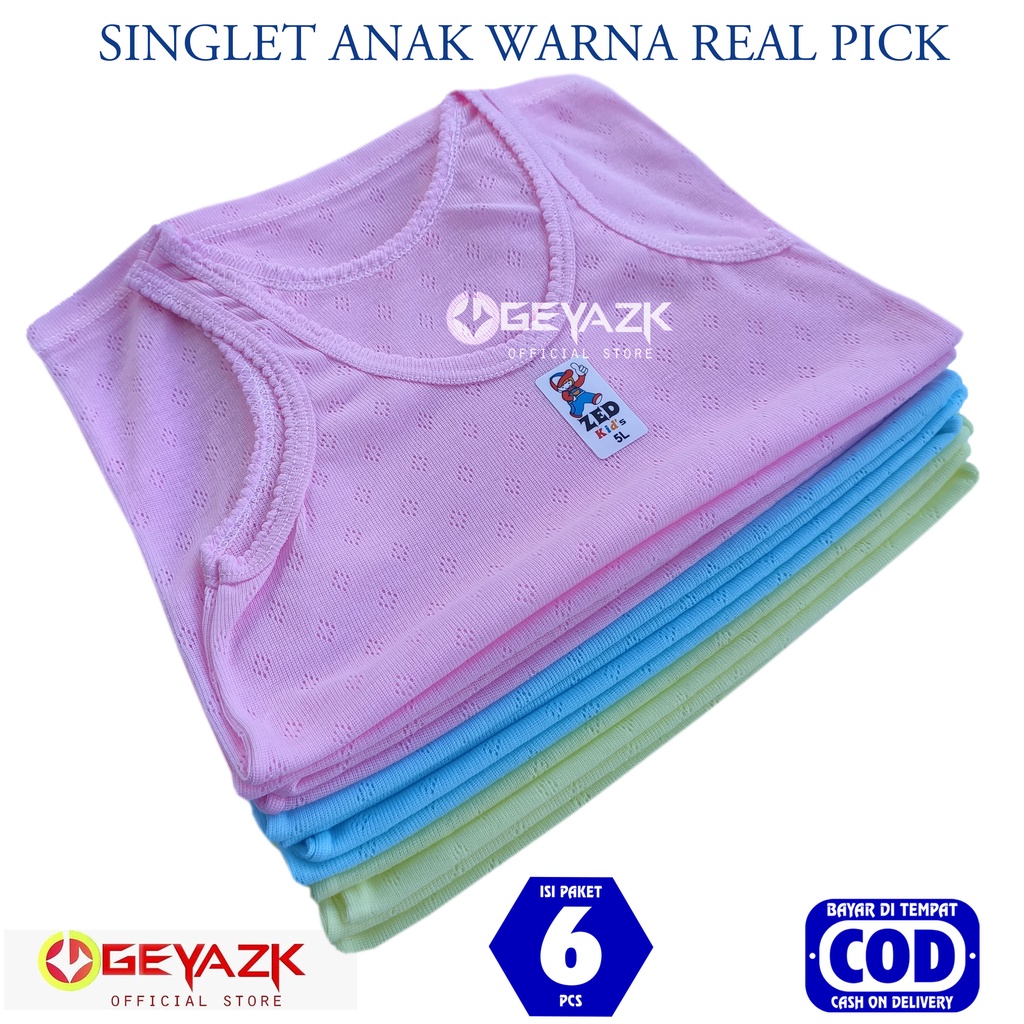 6Pc Kaos Dalam  Anak Warna Usia 0-15 Tahun Singlet Anak Laki-laki Dan Perempuan