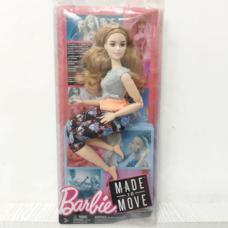 ori original mattel barbie made to move MTM yoga gray top flower floral pink orange pant doll boneka