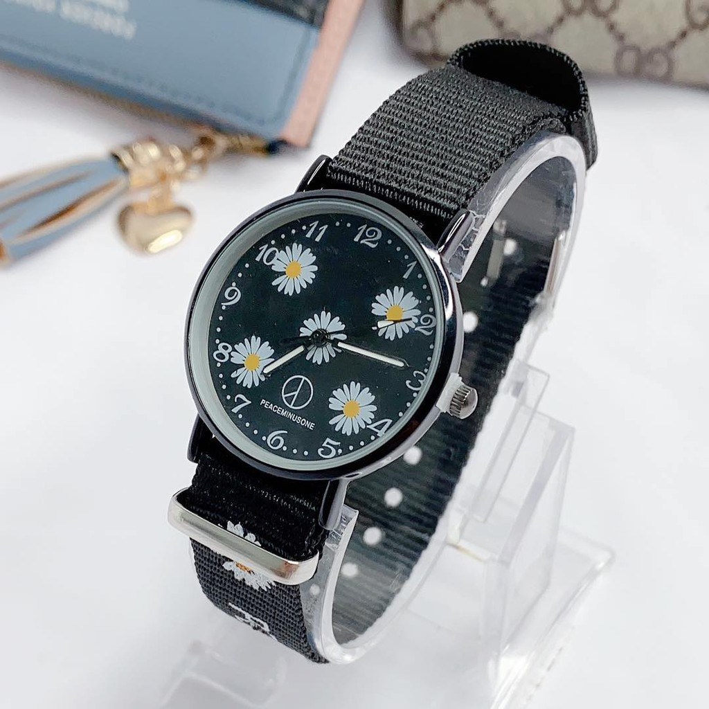 JAM TANGAN WANITA TALI KANVAS DISPLAY QUARTZ IMPORT GROSIRAN