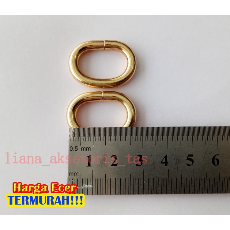 RING OVAL UKURAN 2 CM TEBAL WARNA LIGHT GOLD AKSESORIS TAS