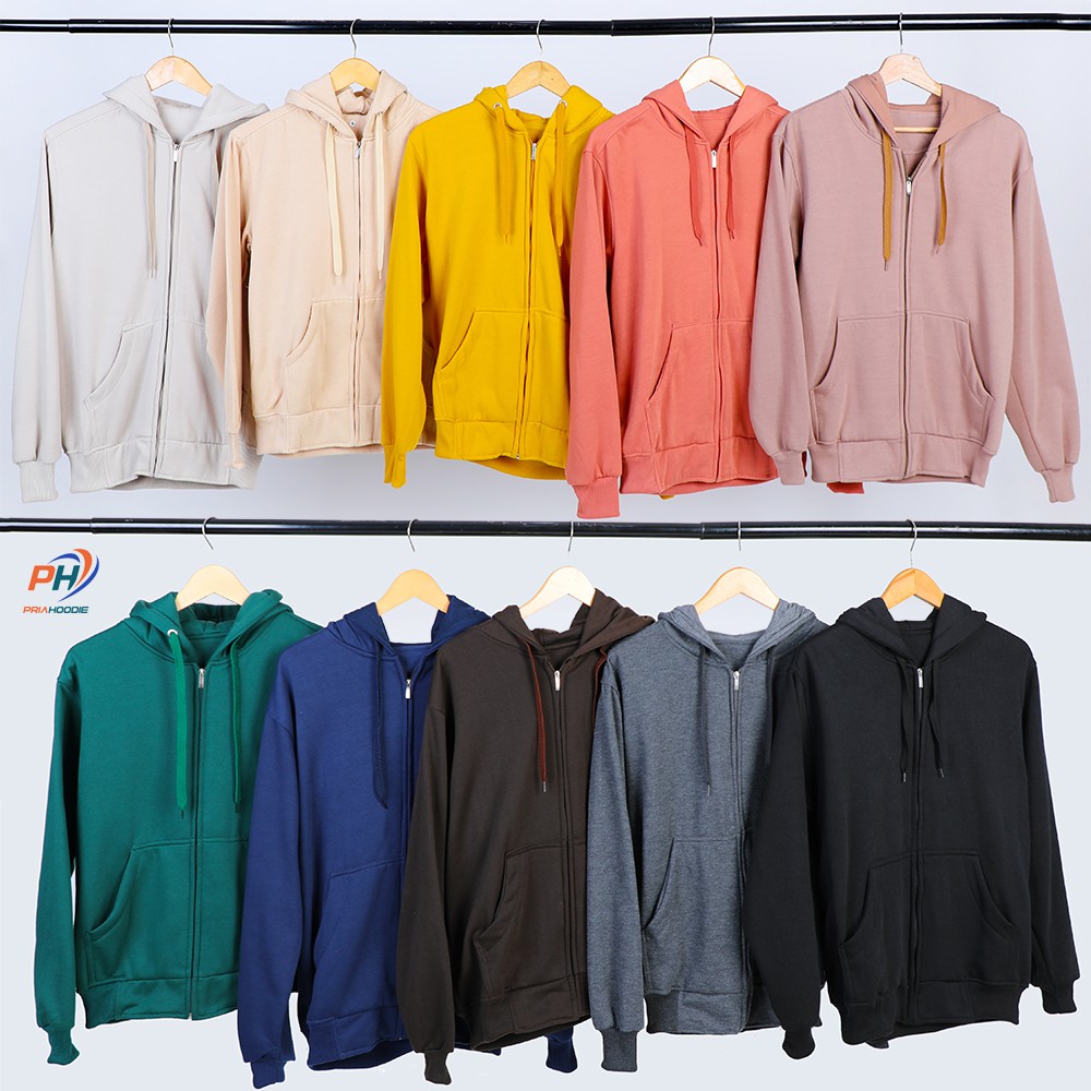 PriaHoodie Jaket Hoodie Zipper Polos Pria Cowok Laki Laki M - XXL (Bisa Cod)-1
