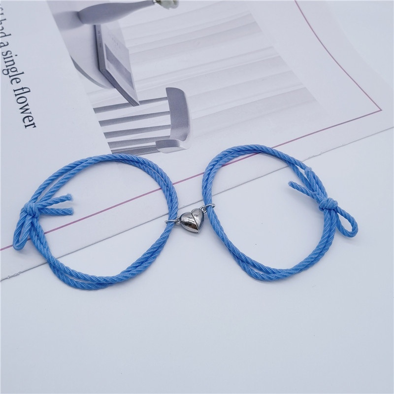 OSM JKT G5277 (2PCS) Gelang Couple Magnet Love / Gelang Couple Pria Wanita / Gelang Fashion Korea / Gelang Love Hati (Sepasang)-Biru Biru