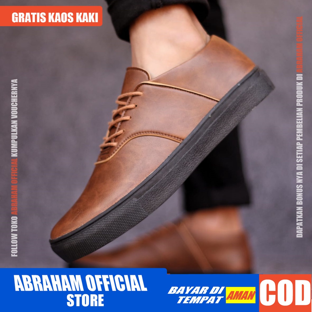 ABRHM x AUTH Sepatu Sneaker Pria Sepatu Pria Casual Sneakers Ori Kulit Pu Cowo/Cowok Sepatu Kasual Semi Formal Kerja Kantor Kuliah Gaya Santai Keren Kekinian Original Murah Terlaris