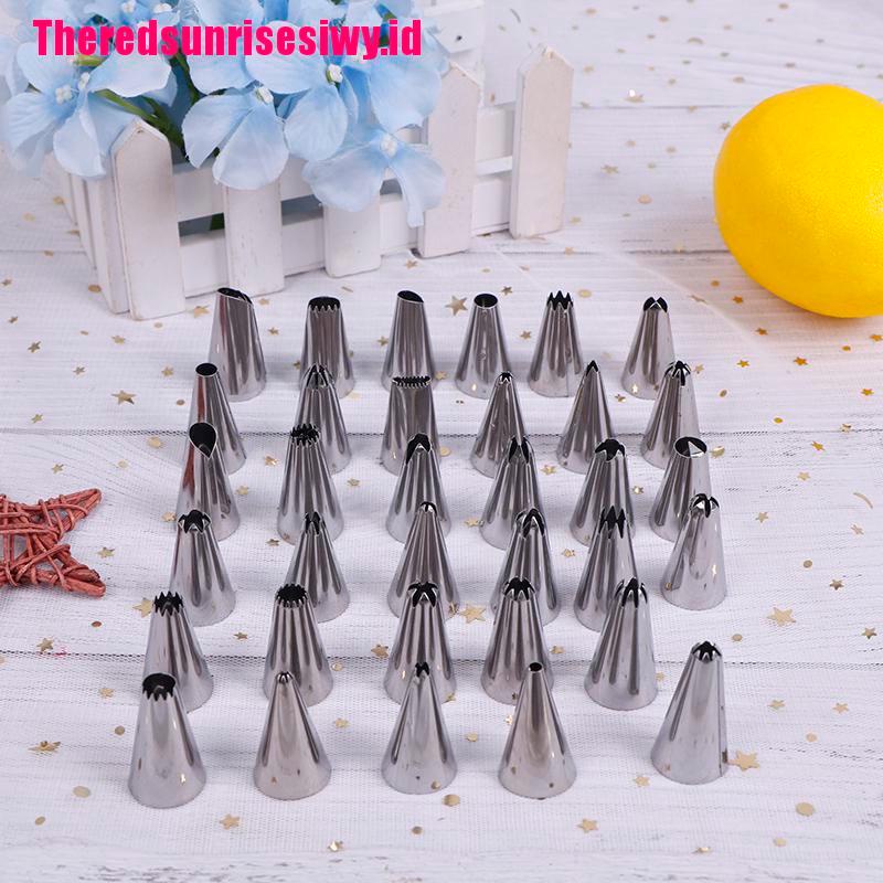 Set 24 / 36 / 48pcs Ujung Mulut Pipa Icing Bahan Stainless Steel Untuk Dekorasi Kue