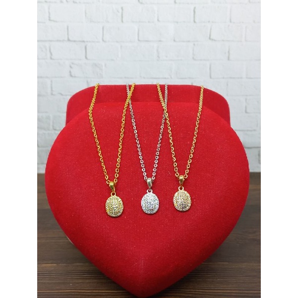 KALUNG NORI VENSY + LIONTIN OVAL MP / KALUNG PERAK ASLI SILVER 925 LAPIS EMAS/ KALUNG PERAK FASHION WANITA IMPOR TERBARU