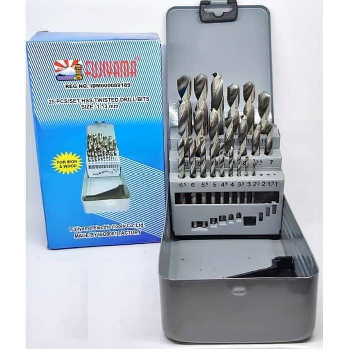 Mata Bor Besi HSS Fujiyama 25pcs Drill Bit Set (1-13mm)