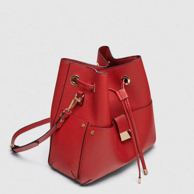 Promo - Supplier Tas Wanita Selempang Murah Batam Tote Pabrik, Zara Bucket Ori - Merah - Termurah