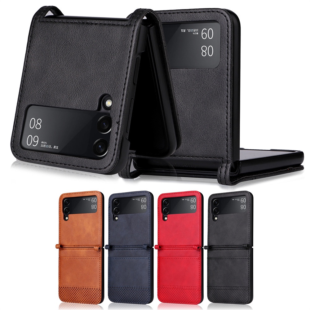 Multifunction Luxury Case Samsung Z Flip 3  Z Flip 4 Bahan Kulit Dengan Slot Kartu Casing Samsung Galaxy Case Z Flip 3