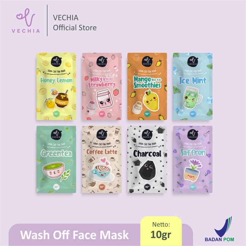 Masker Vechia Wash Off Face Mask with Hyaluronic Acid &amp; Vitamin E 10gram