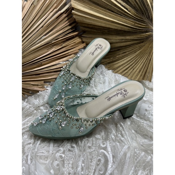 sepatu wedding Rafaizoutfit sintya sage green 7cm tahu