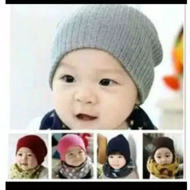 Kupluk Rajut Polos Bayi Topi Anak