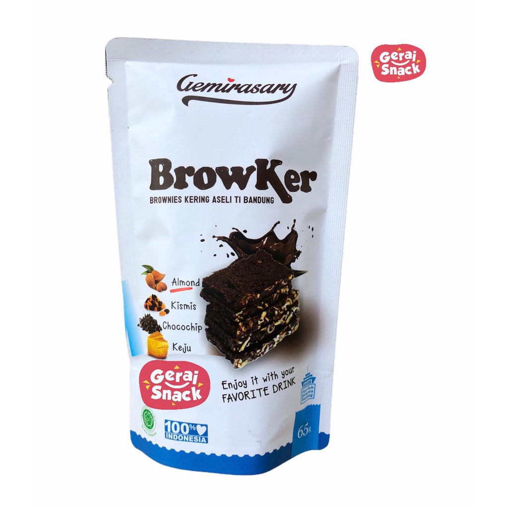 Browker Brownies Kering Extra Toping Asli Brownies Kering  (65gr)