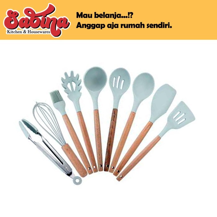 Full Set Alat Masak Dapur Spatula Silicon 9 Pcs Glanyomi