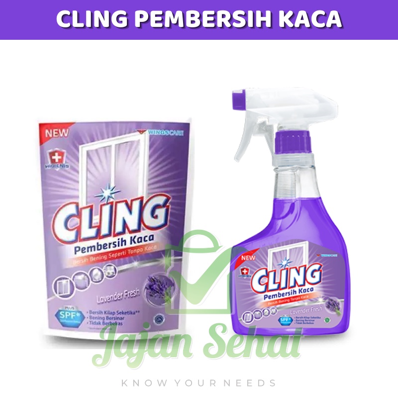 Cling Pembersih Kaca 440ml (Botol) &amp; 425ml (Refill)