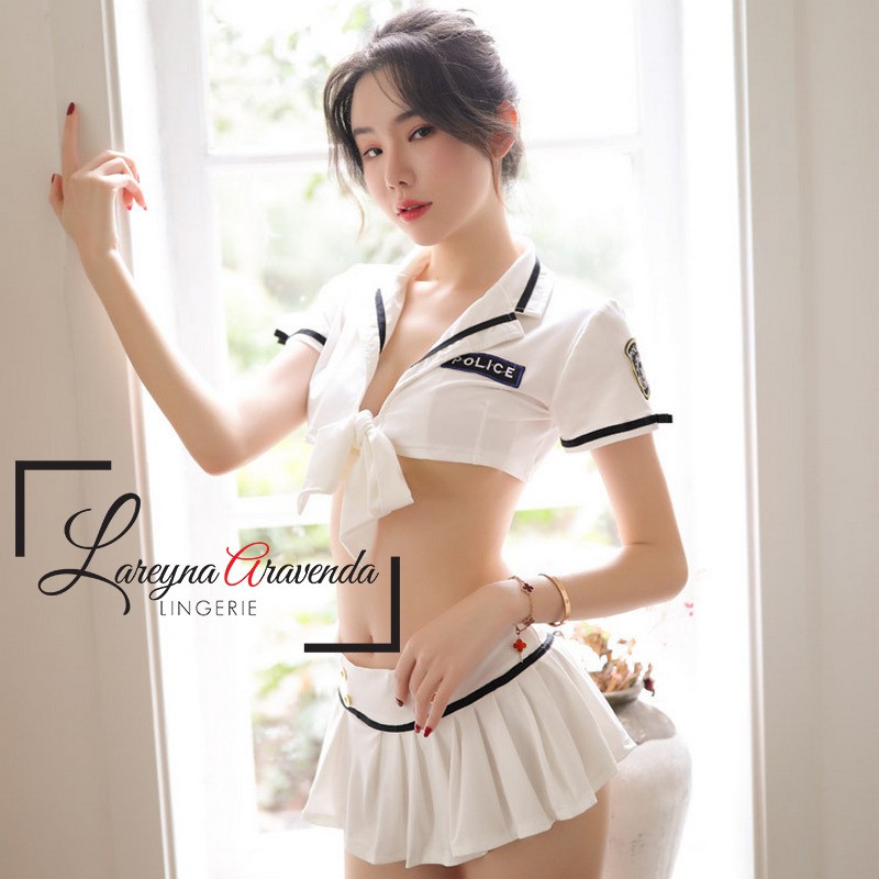 Set Lingerie Seksi &amp; Rok Model Cosplay Sexy Police LG119