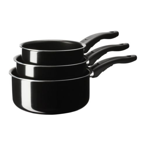 KAVALKAD IKEA Panci saus, set isi 3, hitam