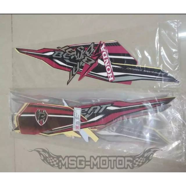 Striping lis body motor beat fi 2019 hitam pink megenta
